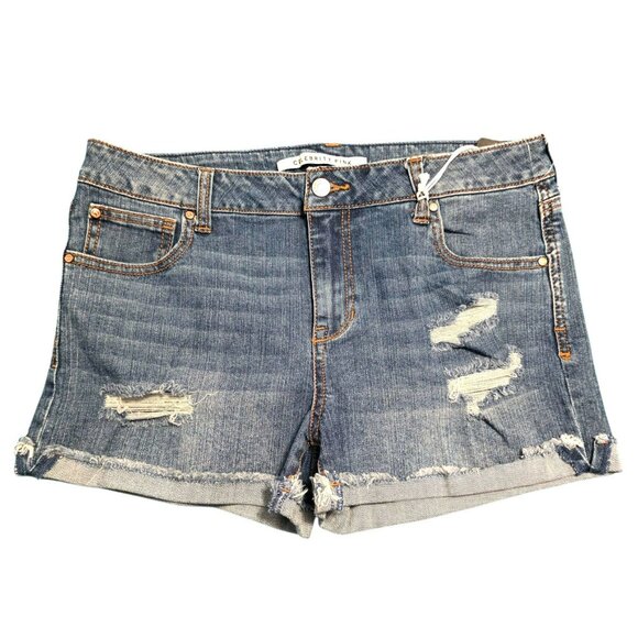 New Distressed Jean Shorts Booty Blue Denim 11/30 Mid Rise Cuffed Celebrity Pink - Picture 10 of 10